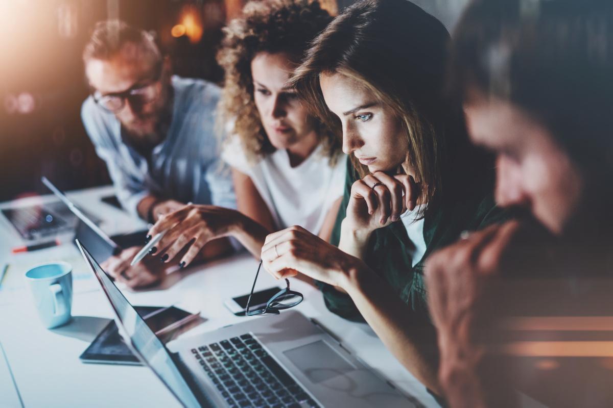 A group of people assessing a product or service